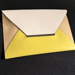 BCBGMaxAzria Two-Tone Yellow and White Clutch